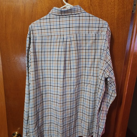 Men's XL Croft & Barrow White/Blue/Black/Tan Long Sleeve Button Down Shirt - Picture 11 of 11